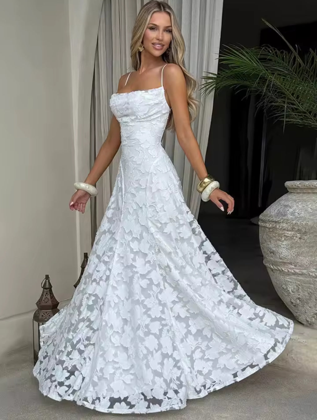 שמלת מקסי אופל – גב פתוח ונפילה רכה