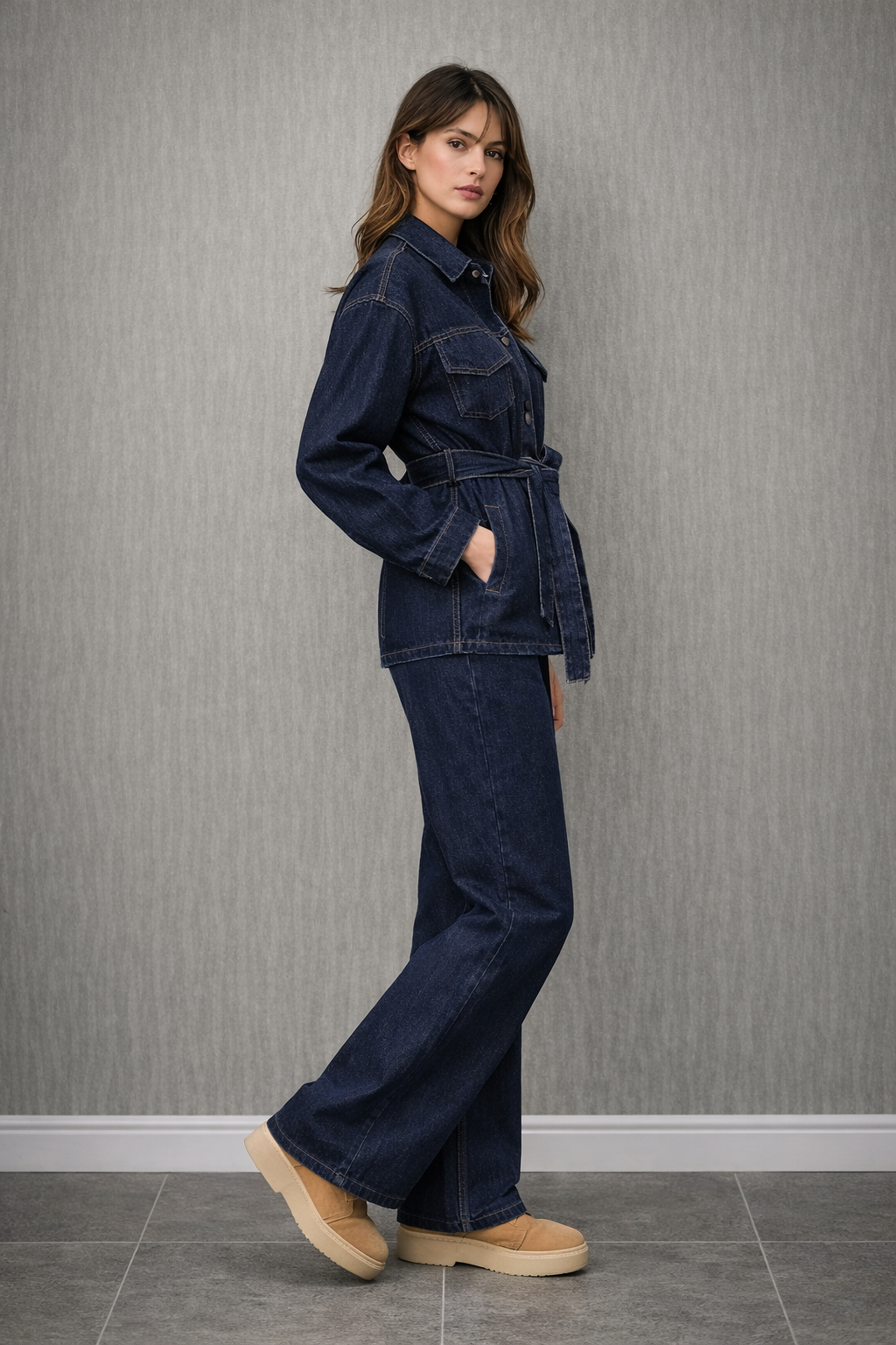 סט לורי - סט ג'ינס קשירה כהה