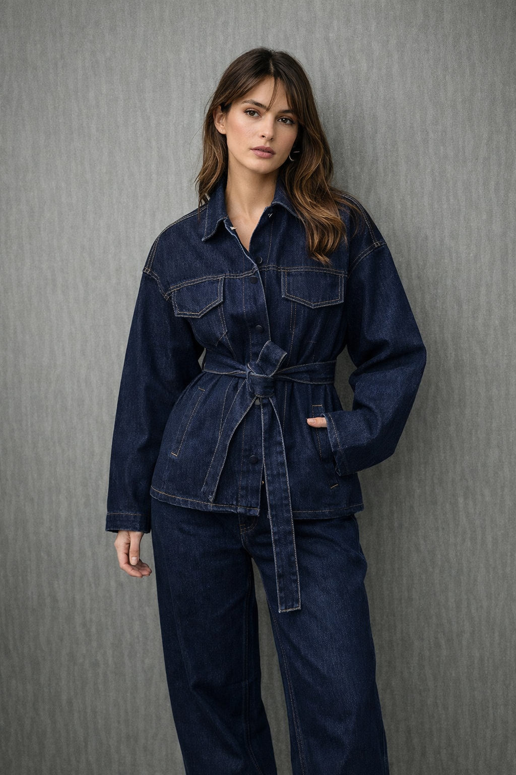 סט לורי - סט ג'ינס קשירה כהה