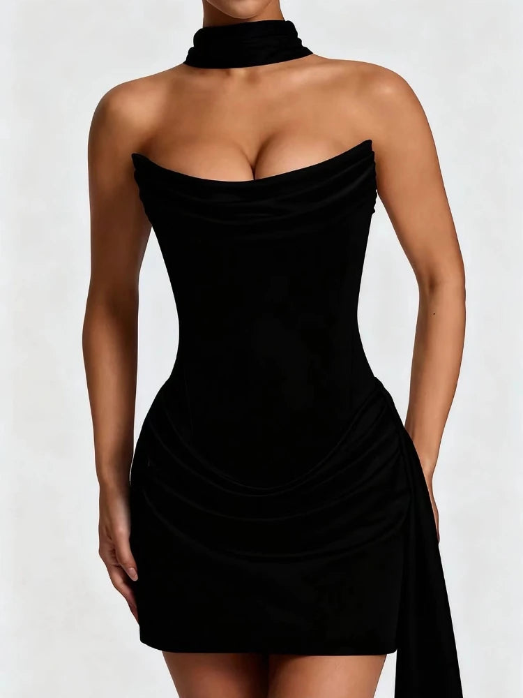 שמלת הילה - מקסי עם צעיף משולב