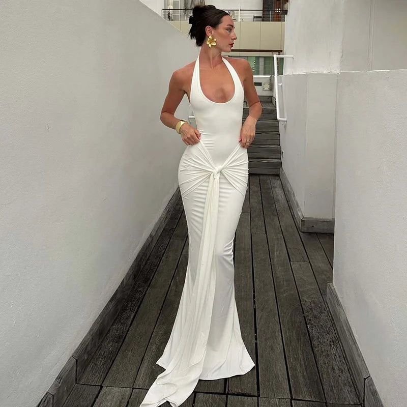 דגם הגר - מקסי מחטבת עם קשירה מרכזית במותן