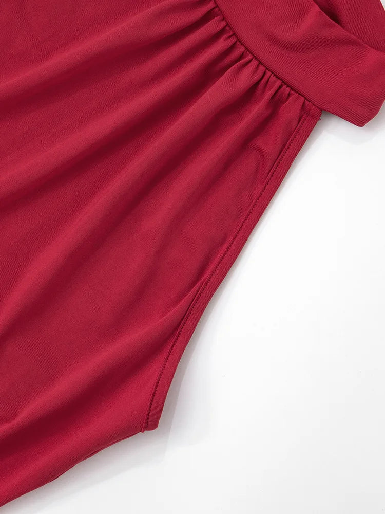 דגם זוהר - שמלת מקסי צווארון הולטר עם שסע קדמי בגזרה מחטבת