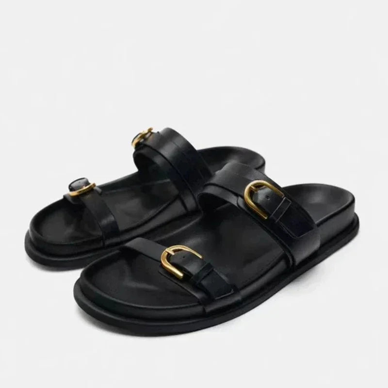 סנדלי חוף שטוחות עם אבזם - יעל