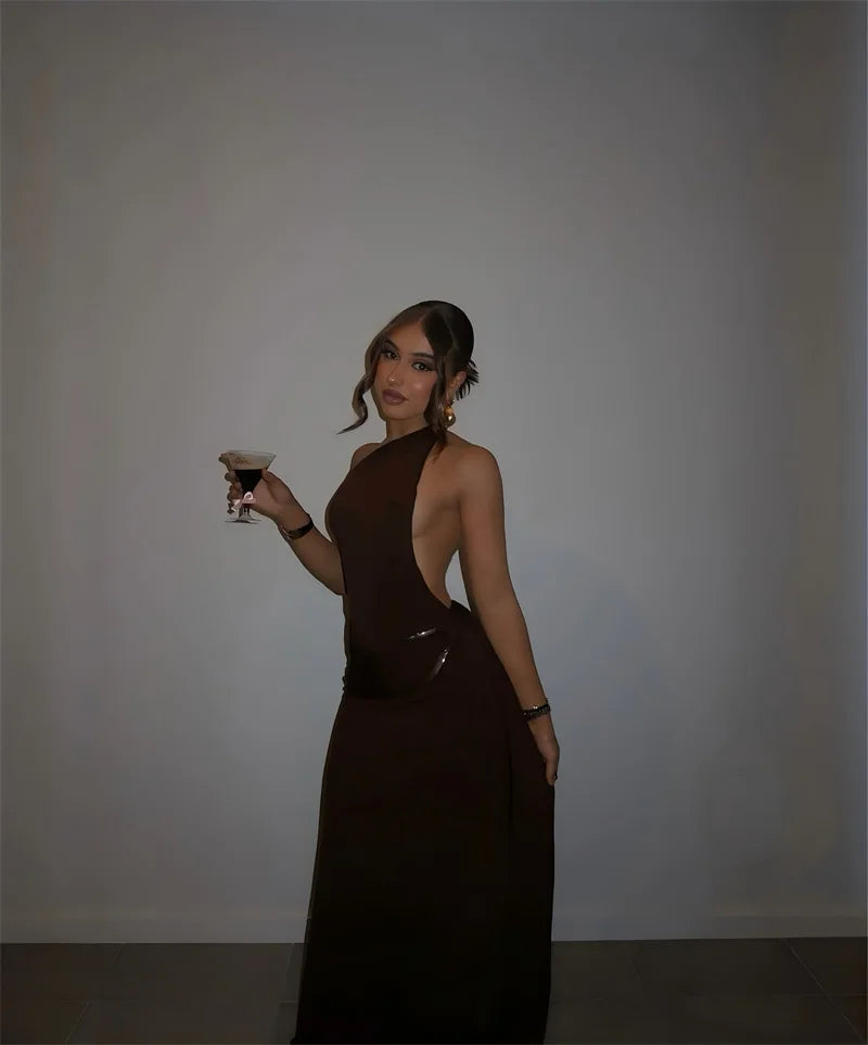 שמלת אמה – מקסי נשפכת עם אבזם מושלם